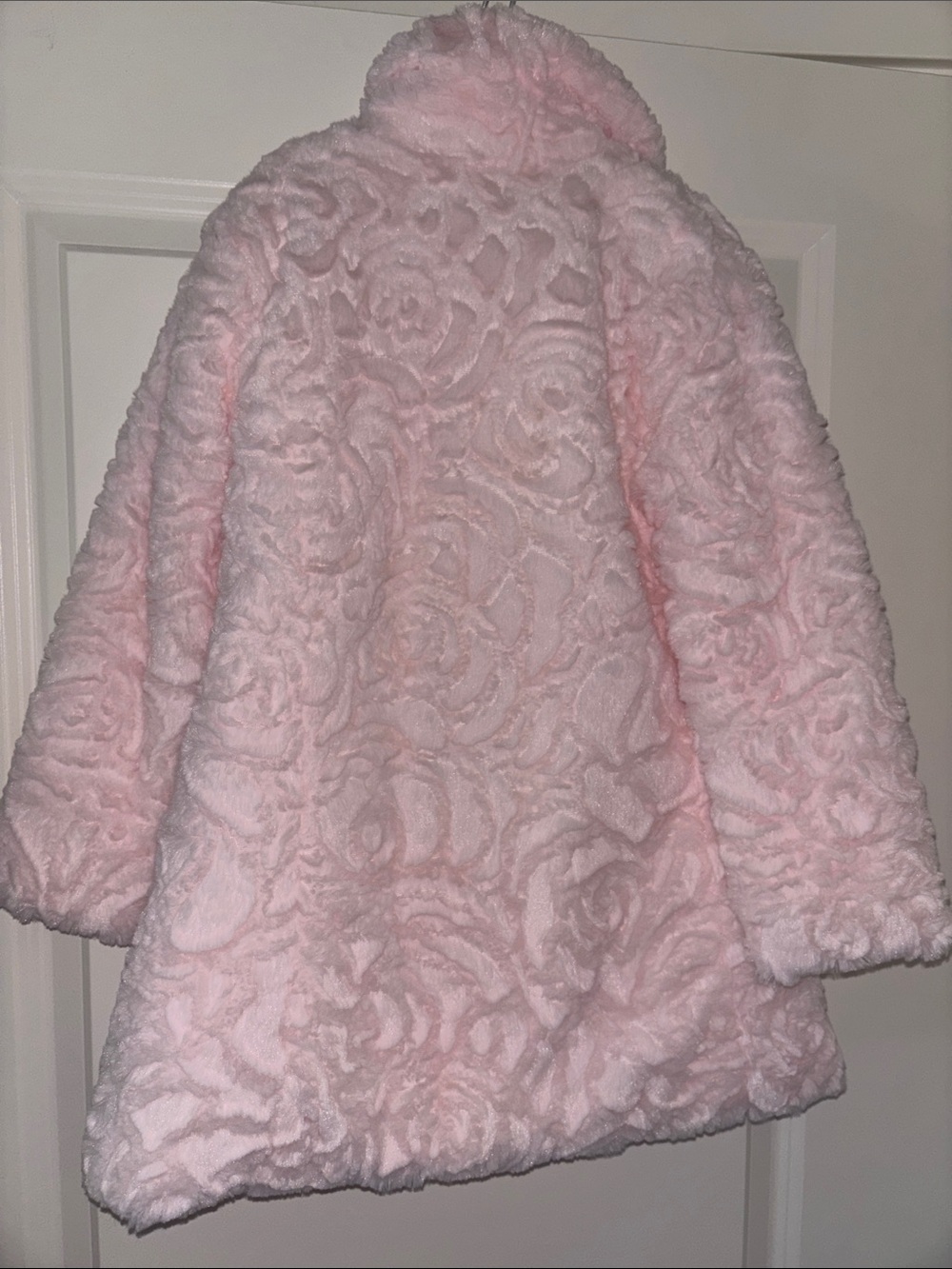 Juicy Couture Girls' Light Pink Rosette Faux Fur Coat - Picture 3 of 3